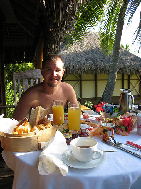 Mr. Blankenship at breakfast - what a spread